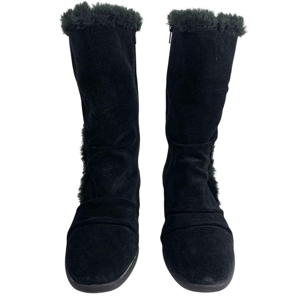 Giani Bernini Womens Sicilia Cold Weather Boots Black Suede Faux Fur Lining SZ 9